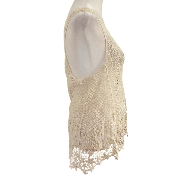 Rue 21 Off White Crochet A Line Tank Top Size S Boho Hippie Festival Beachy Swim - Picture 3 of 7